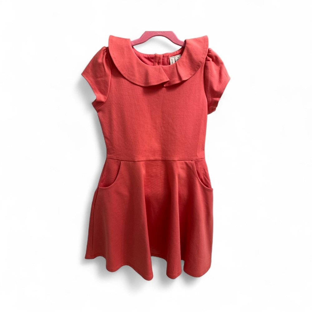 Janie & Jack Fit and Flare Cap Sleeve Dress with Ruffle Collar